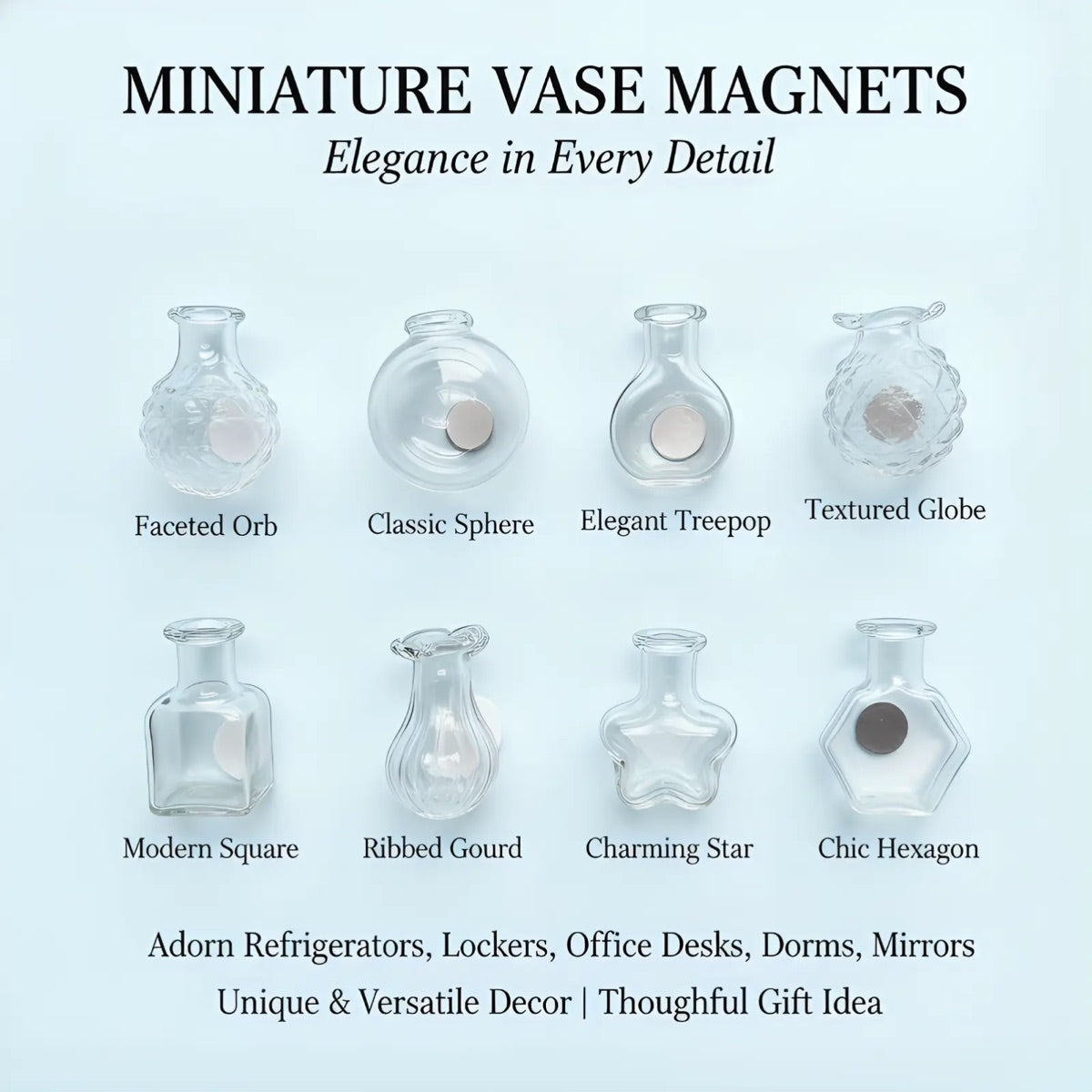 8-Piece Transparent Mini Vase Fridge Magnets — image 8