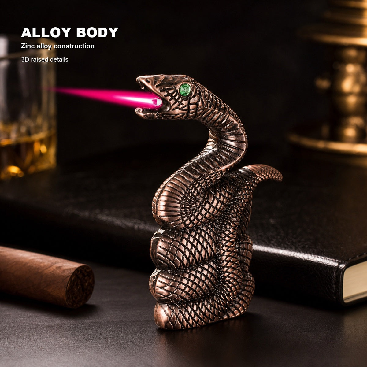 Snake Shaped Torch Lighter with 3D Relief Design (Butane Not Included) — image 1
