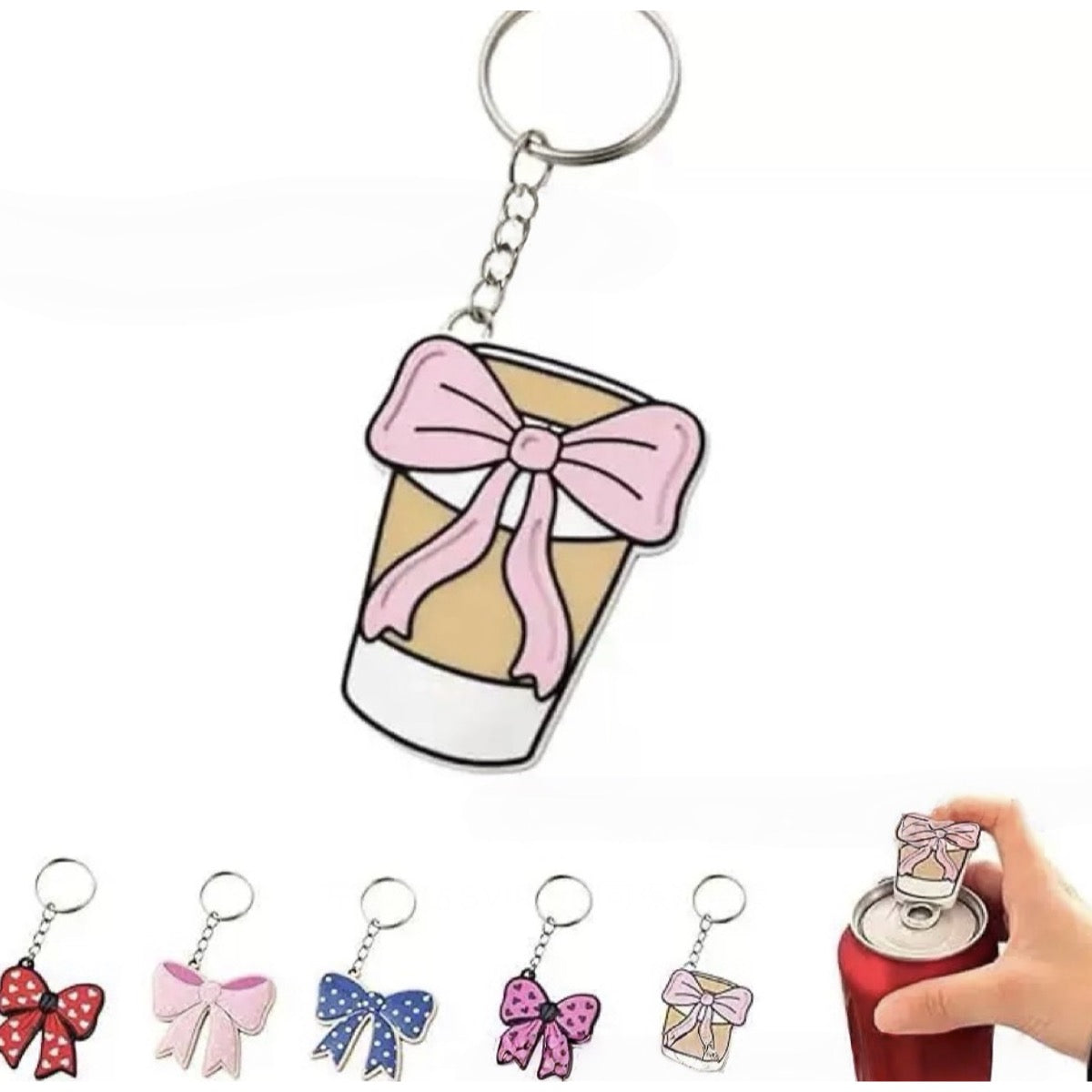 Coquette Bow Cup Keychain Bottle Opener — image 2