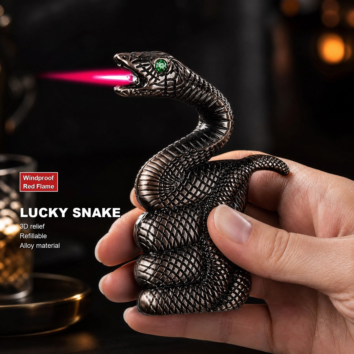 Snake Shaped Torch Lighter with 3D Relief Design (Butane Not Included) — image 3