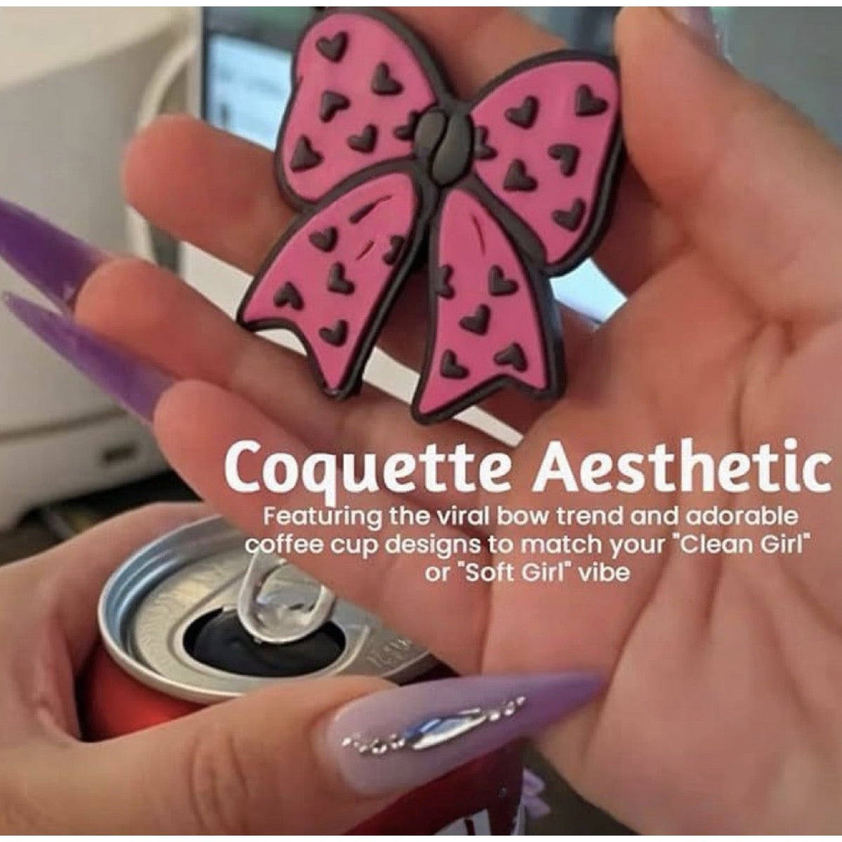 Coquette Bow Cup Keychain Bottle Opener — image 3