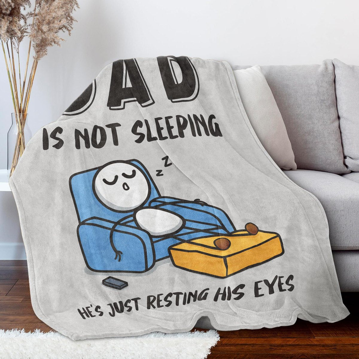 Funny Father's Day Dad Resting Eyes Blanket — image 3
