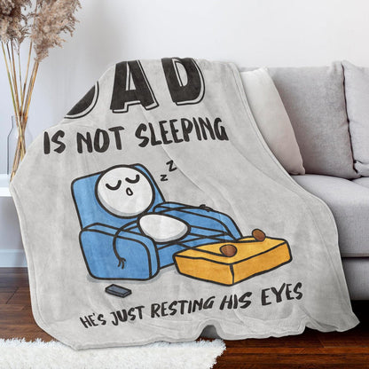Funny Father's Day Dad Resting Eyes Blanket — image 3