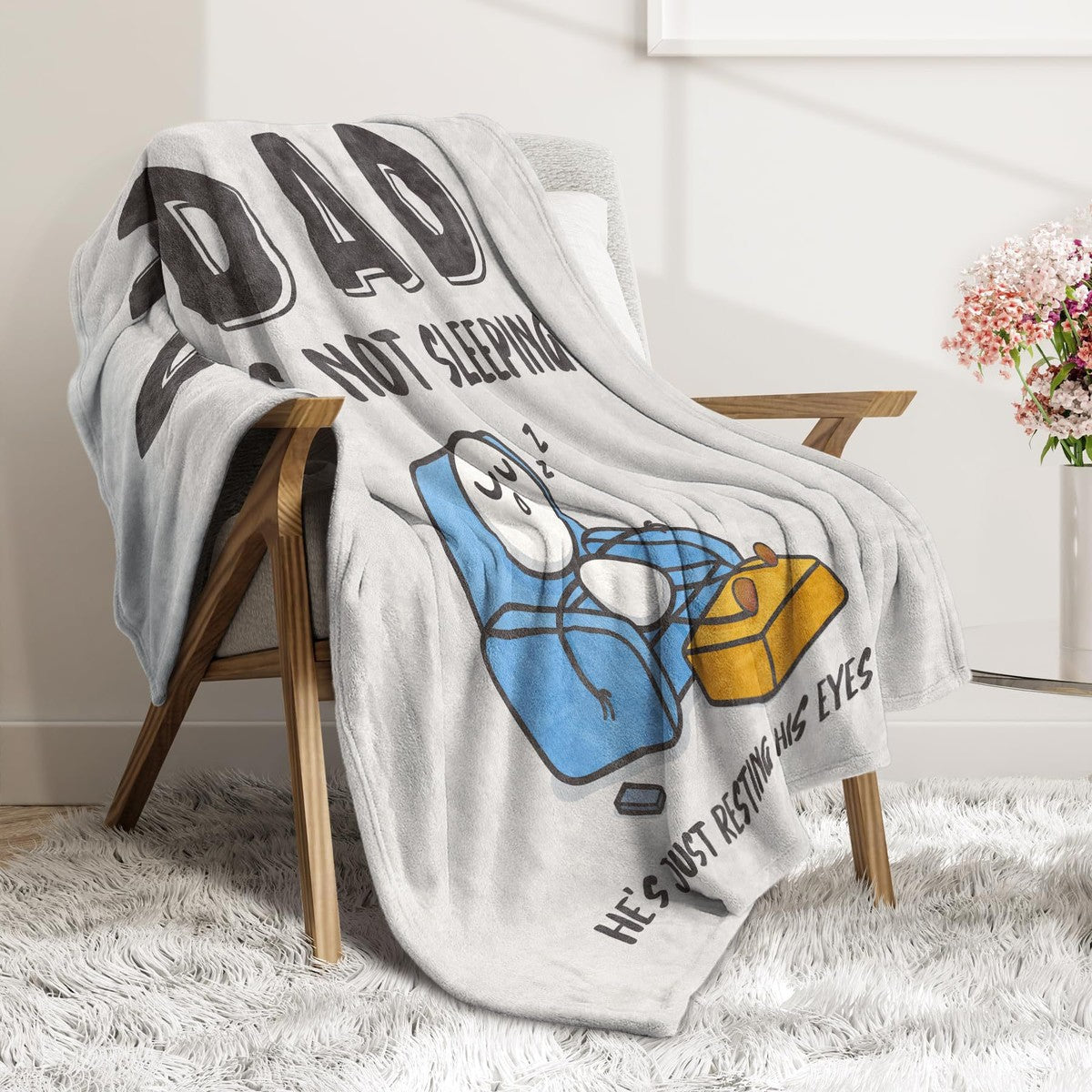Funny Father's Day Dad Resting Eyes Blanket — image 4