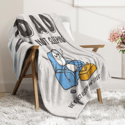 Funny Father's Day Dad Resting Eyes Blanket — image 4