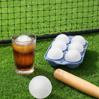 3D Baseball Stitch Ice Cube Mold: 6-Cavity Food-Grade Silicone Tray — image 2