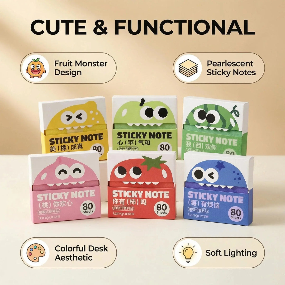 Glittery Transparent Pull-Out Sticky Notes — 12 Boxes / 960 Sheets — image 1