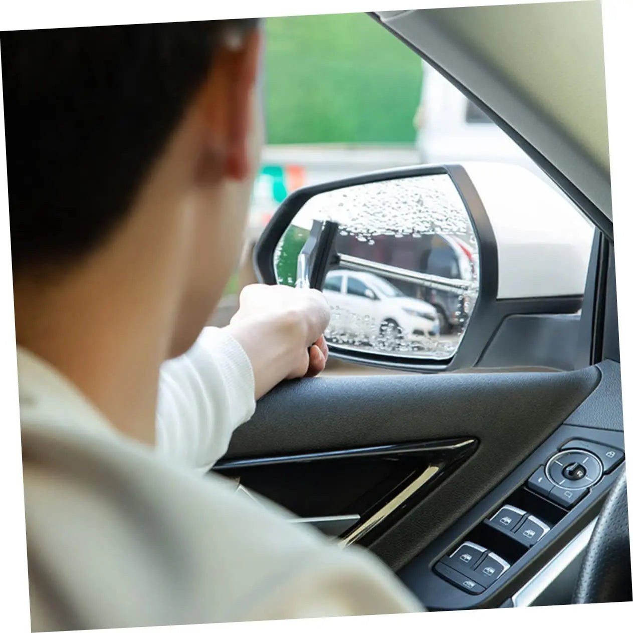 Car Rearview Mirror Wiper, Retractable Car Side Mirror Squeegee with Long Handle — image 5