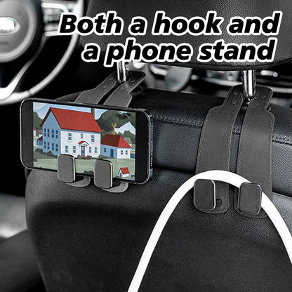 4PCS Faux Leather Car Headrest Hooks: Double-Hook Organizer for Bags & Essentials — image 3