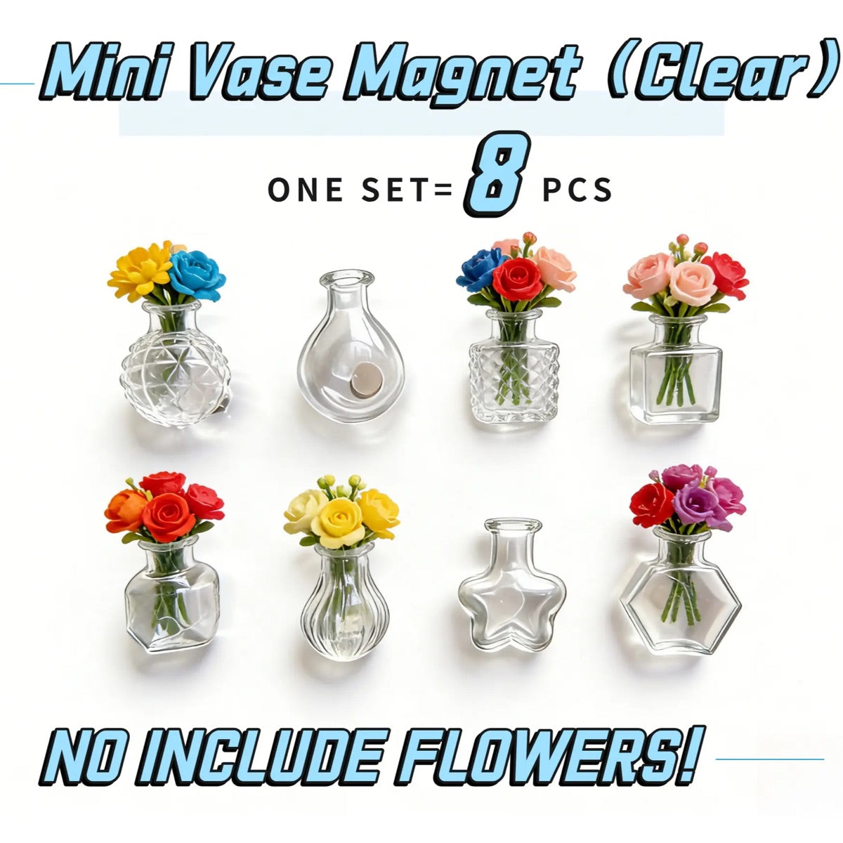 8-Piece Transparent Mini Vase Fridge Magnets — image 2