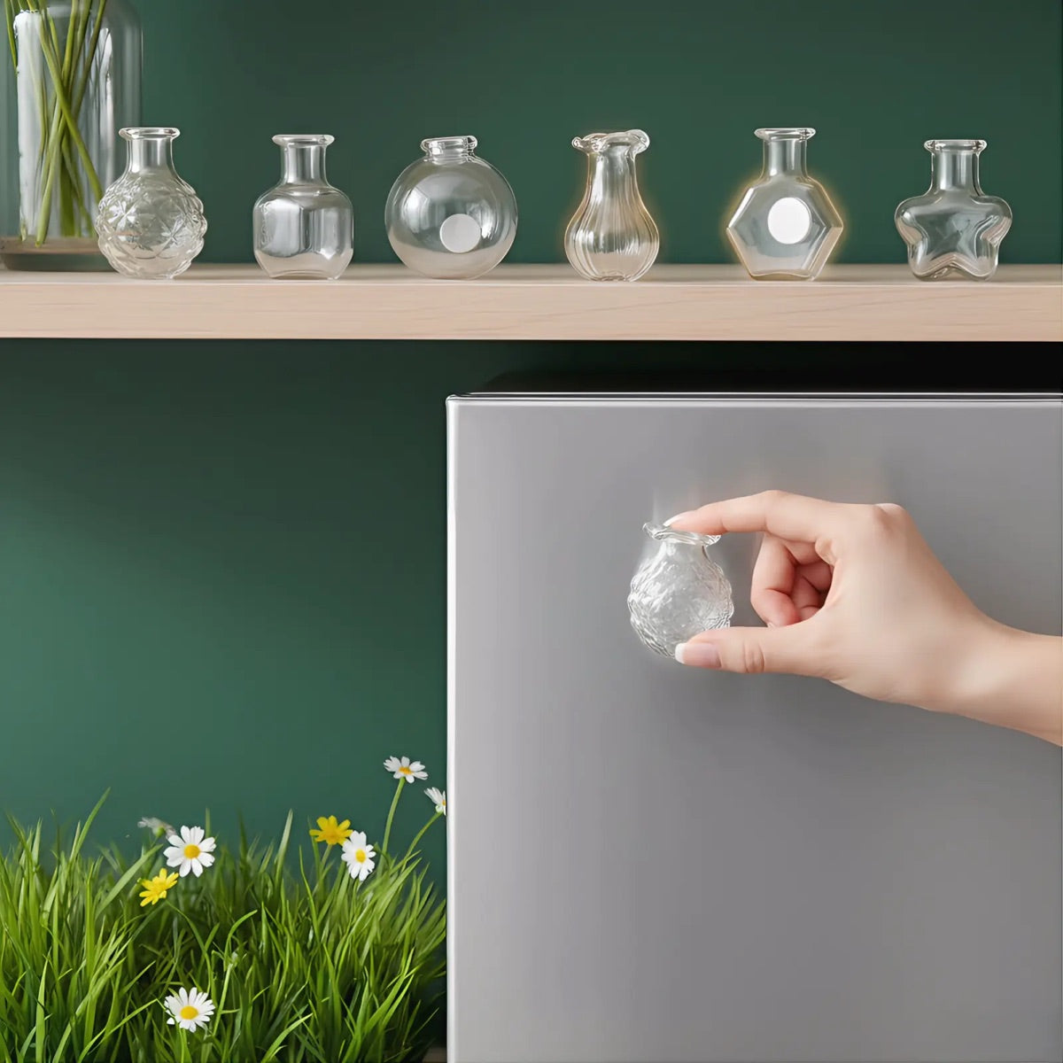 8-Piece Transparent Mini Vase Fridge Magnets — image 4