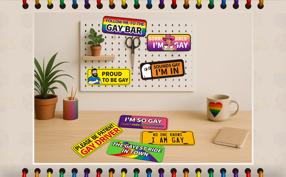 8-Pack Funny Gay Pride Car Magnets — details 9