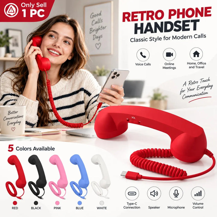 Retro Wired Phone Handset — USB-C / 3.5mm — image 1