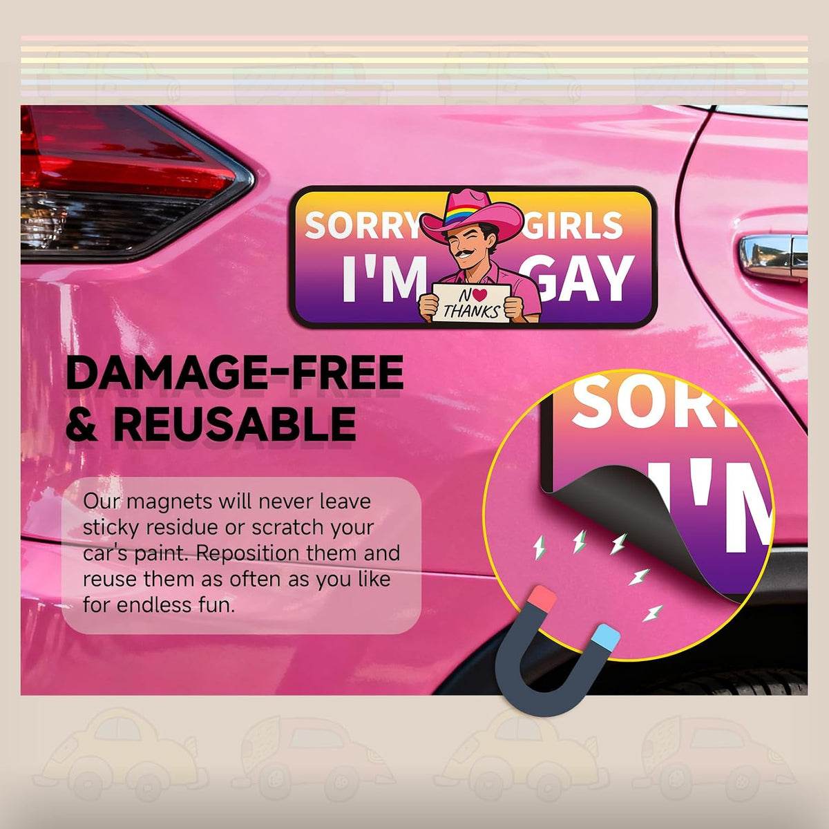 8-Pack Funny Gay Pride Car Magnets — product 6