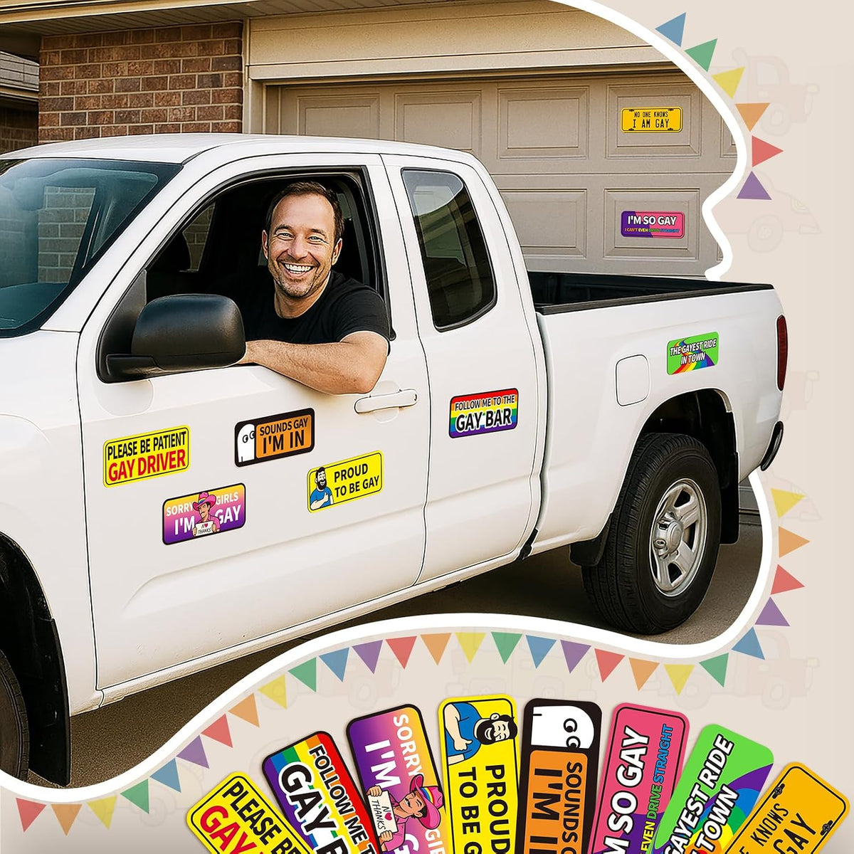 8-Pack Funny Gay Pride Car Magnets — product 2