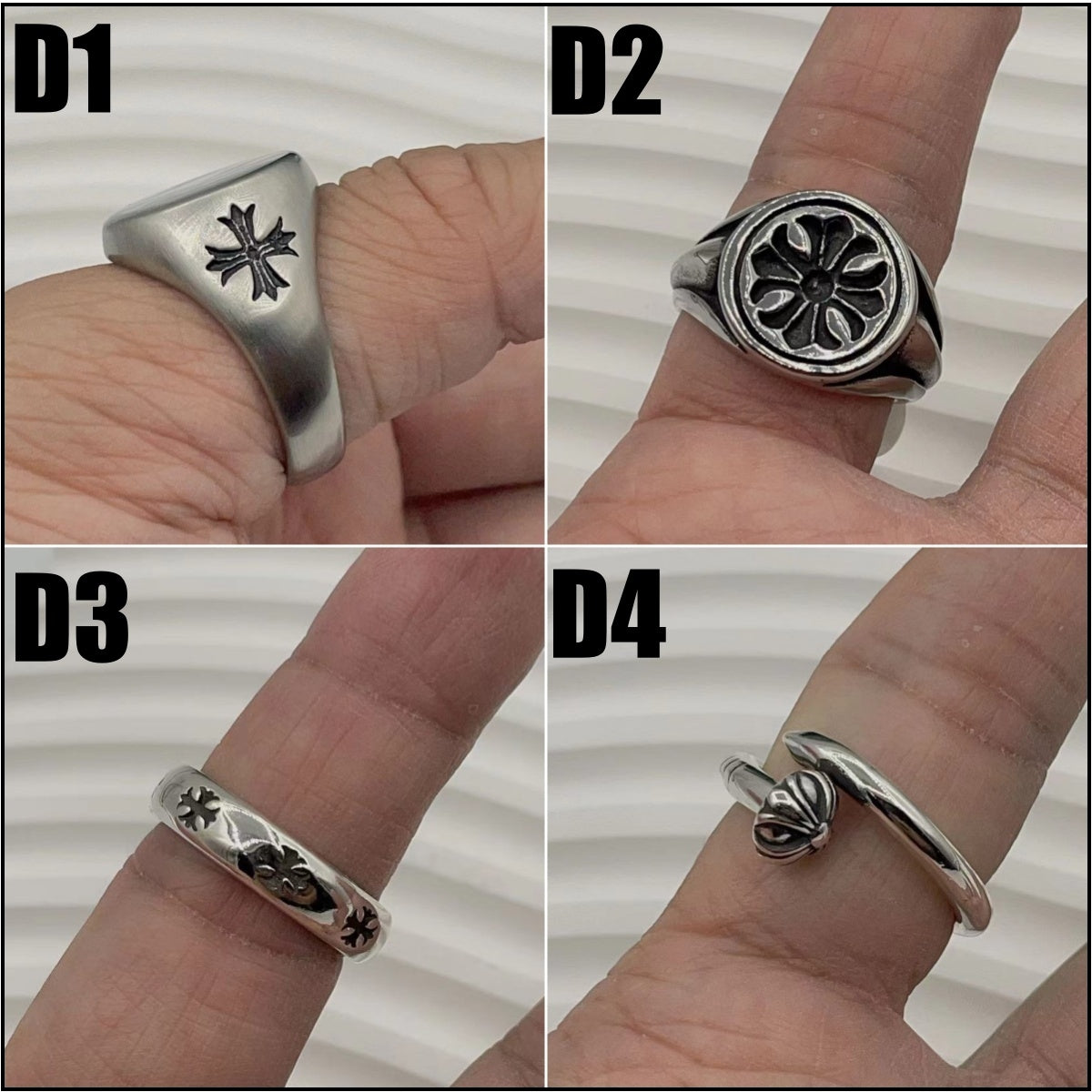 CH Style Cross Ring Punk Ring Gothic Ring Style D