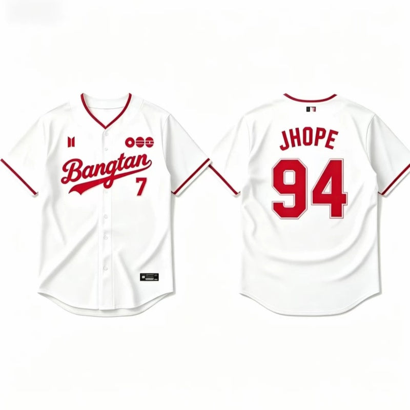 K-POP White & Red Baseball Jersey, Fan-Inspired Concert Shirt — media 4