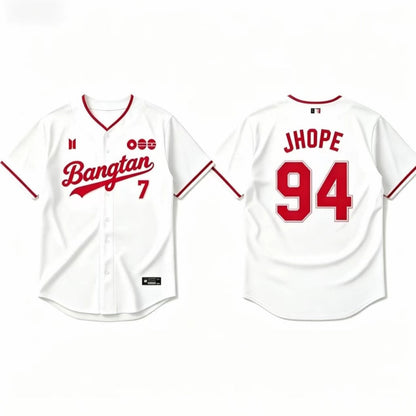 K-POP White & Red Baseball Jersey, Fan-Inspired Concert Shirt — media 4