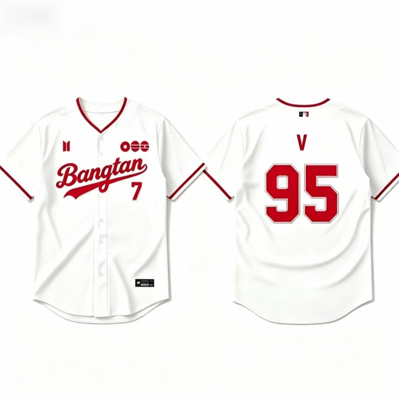 K-POP White & Red Baseball Jersey, Fan-Inspired Concert Shirt — media 7