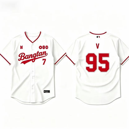 K-POP White & Red Baseball Jersey, Fan-Inspired Concert Shirt — media 7