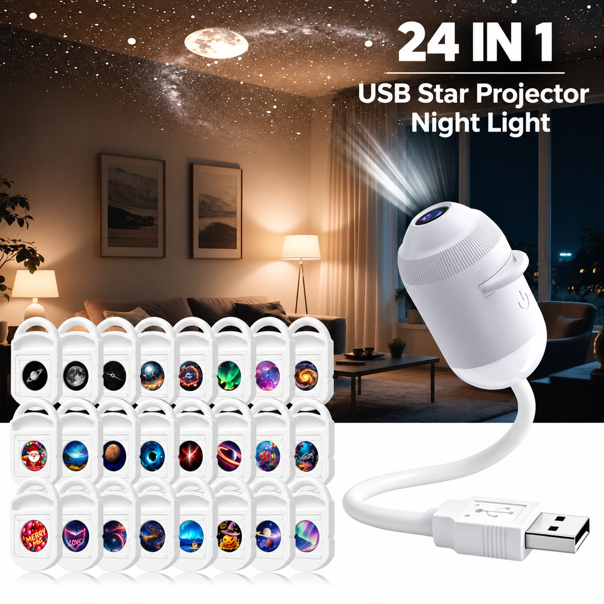 2-in-1 Galaxy Projector Night Light – 360° Adjustable — source image 15