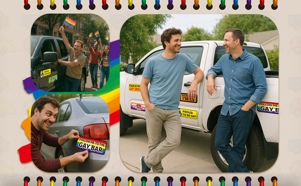 8-Pack Funny Gay Pride Car Magnets — details 8