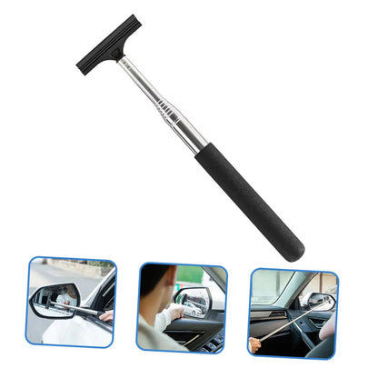 Car Rearview Mirror Wiper, Retractable Car Side Mirror Squeegee with Long Handle — image 4