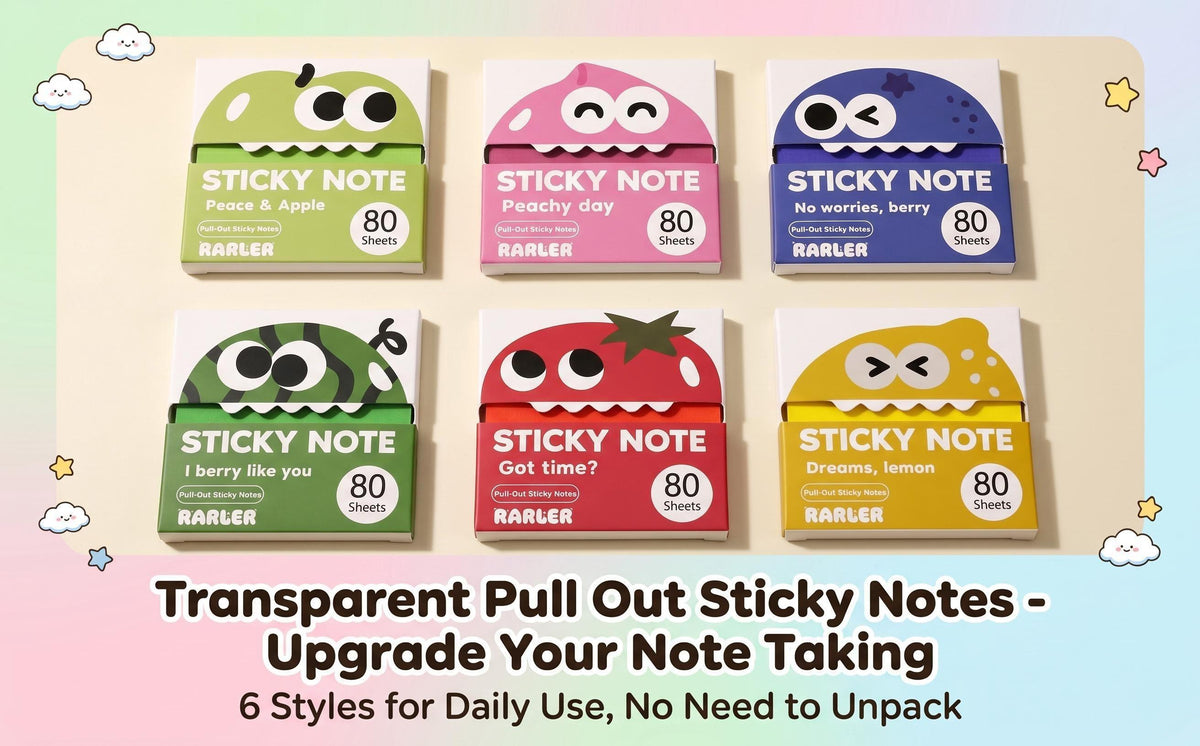 Glittery Transparent Pull-Out Sticky Notes — 12 Boxes / 960 Sheets — image 12