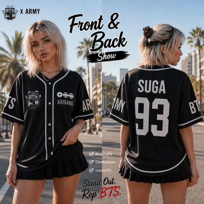 BTS ARIRANG Suga 93 baseball jersey model front and back