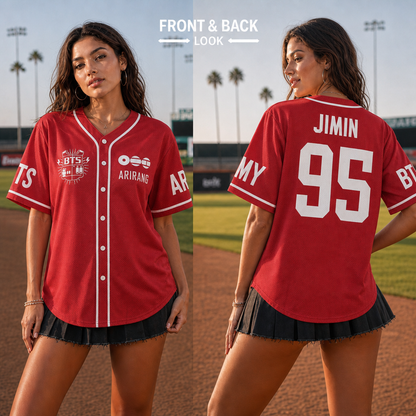 BTS ARIRANG Jimin 95 baseball jersey model front and back