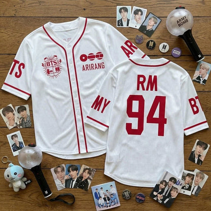 BTS ARIRANG RM 94 white baseball jersey front and back