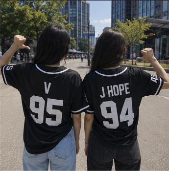 Black BTS baseball jersey front view flat lay