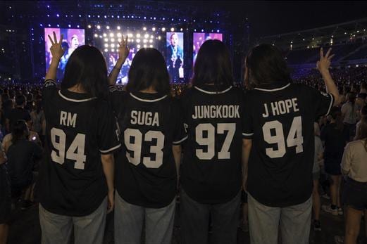 Black BTS baseball jersey back view flat lay