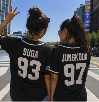 BTS baseball jersey size chart