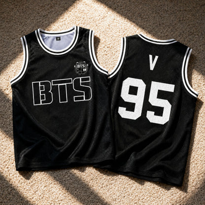 Side view of BTS basketball jersey highlighting lightweight athletic construction