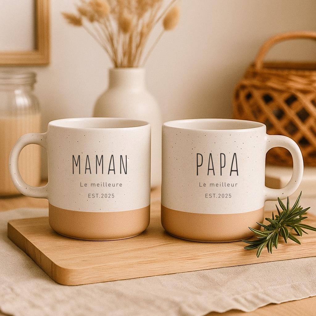 Custom Engraved Two-Tone Mug: Personalized Stoneware Coffee Cup, Mom Gift, Family Gift — image 4