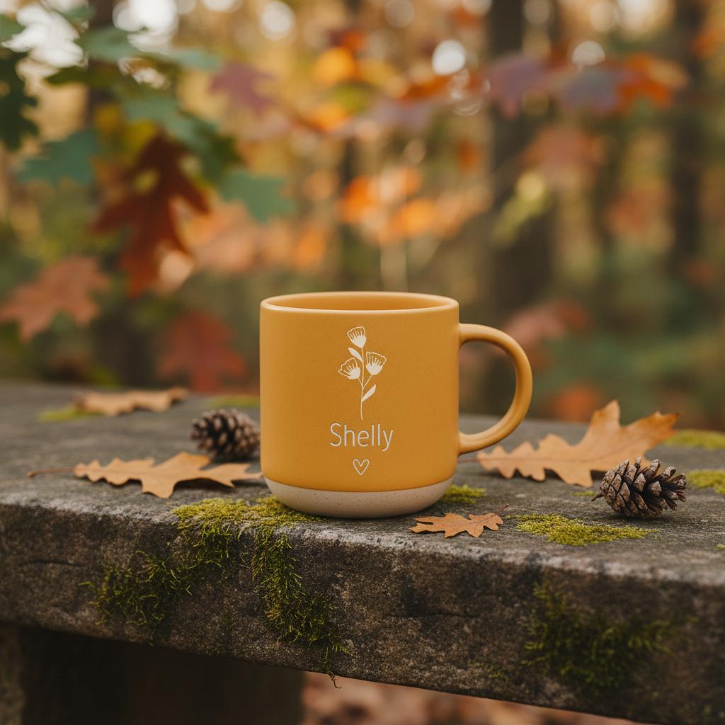 Custom Engraved Flower Mug: Personalized Stoneware Coffee Cup, Microwave Safe,Mon mug — image 5