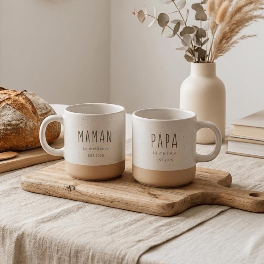 Custom Engraved Two-Tone Mug: Personalized Stoneware Coffee Cup, Mom Gift, Family Gift — image 3