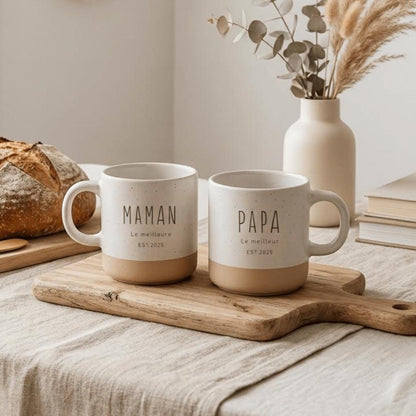 Custom Engraved Two-Tone Mug: Personalized Stoneware Coffee Cup, Mom Gift, Family Gift — image 3