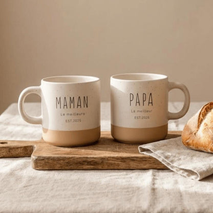 Custom Engraved Two-Tone Mug: Personalized Stoneware Coffee Cup, Mom Gift, Family Gift — image 2