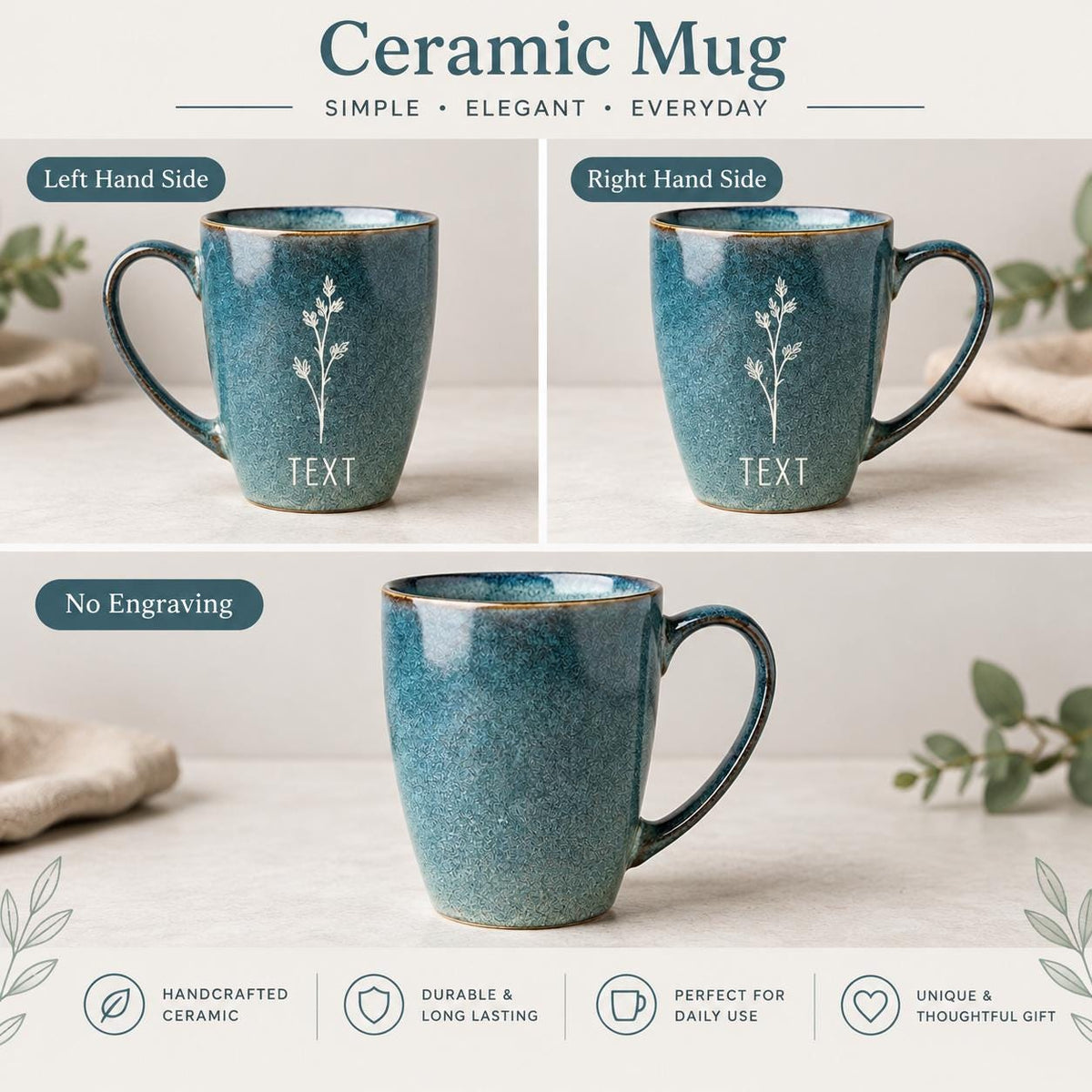 Custom Engraved Large Boho Style Coffee Mug, Personalized Boho Decor Gift for Grandma Mama — image 6