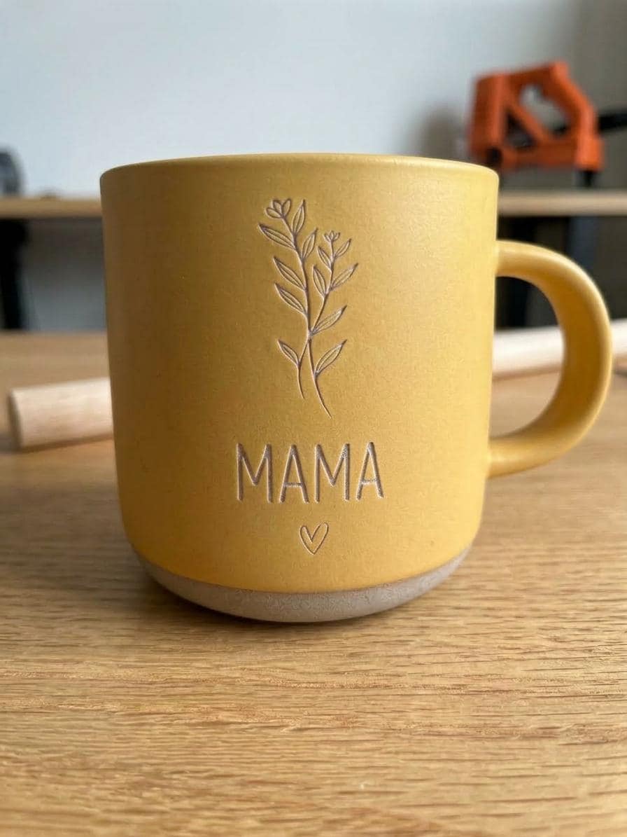 Personalized Ceramic Papa Mug, Laser Engraved Floral Design, Father's Day Gift — image 6