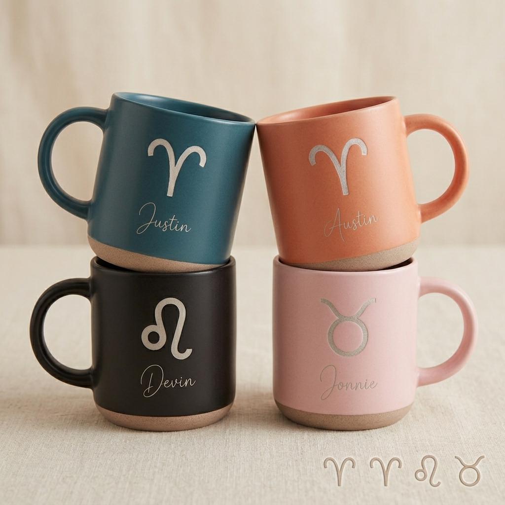 Personalized Laser Engraved Zodiac Mug with Name - Custom Astrology Coffee Cup — image 1