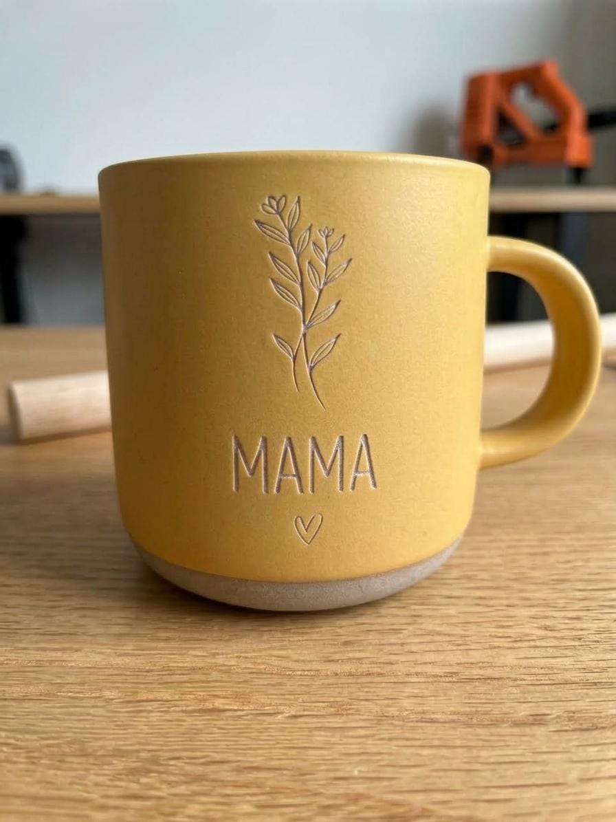 Personalized Ceramic Mug, Laser Engraved Floral Design Mug, Gift for Mom — image 3