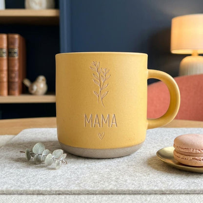 Custom Name Engraved Mug with Floral Design and Heart - Personalized Anniversary Gift for Her — image 7